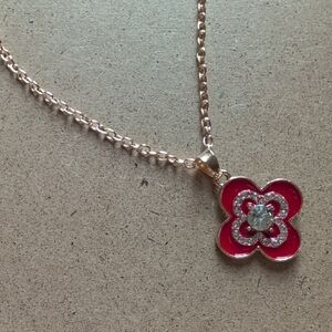 Elegant Red and Gold Pendant Necklace